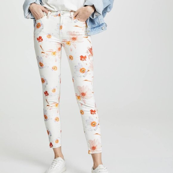 7 FOR ALL MANKIND jeans SIZE 26 HIGH RISE subtle flowers pattern - Picture 1 of 15